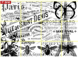 French Bees Collage Rubber Stamp