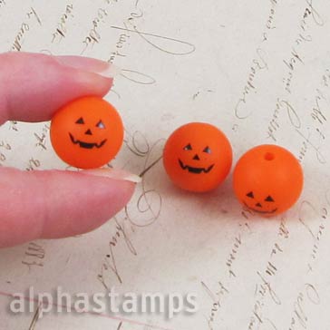 15mm Orange Jack-o-Lantern Silicone Beads