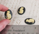 Black & Ivory Cat 25x18mm Cameo