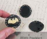 Black & Ivory Flying Bat 25x18mm Cameo