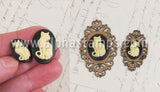 Black & Ivory Cat 25x18mm Cameo