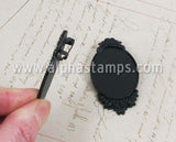 Fancy Black 40x30mm Pin-Back Setting