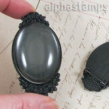 Fancy Black 40x30mm Pin-Back Setting