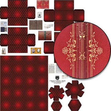 4 Inch Steamer Trunk - Damask Collage Sheet