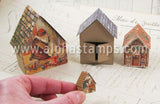 Tiny 3D House Ornaments - Set of 3