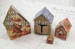 Tiny 3D House Ornaments - Set of 3