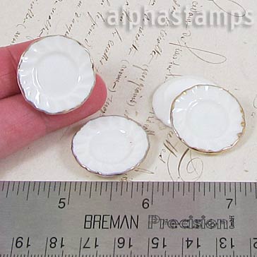 Gold Edged White Fluted Plates