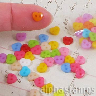 Multicolor 6mm Heart Buttons