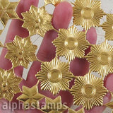 Antique Gold Dresden Stars or Medallions