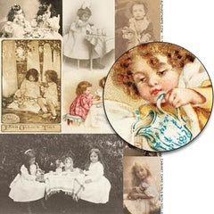 Cabinet Card Girls with Dolls Collage Sheet