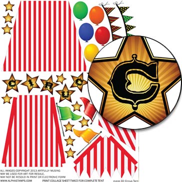 3D Circus Tent Collage Sheet