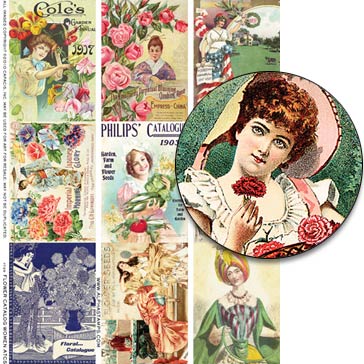 Flower Catalog Women ATCs Collage Sheet