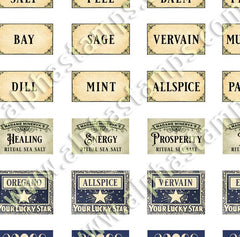 Potions, Salts & Herb Labels Half Sheet