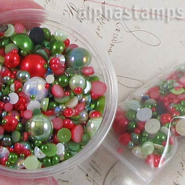Green & Red Flatback Pearl Mix