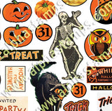 Retro Halloween Haunted House Trims Collage Sheet