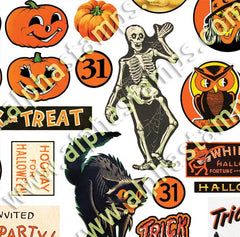 Retro Halloween Haunted House Trims Collage Sheet