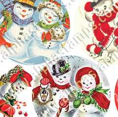 Retro Snowmen for Medium Tins Half Sheet