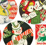 Retro Snowmen for Medium Tins Half Sheet