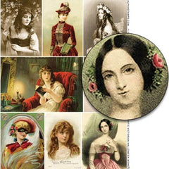 Romantic Victorian Halloween Women Collage Sheet