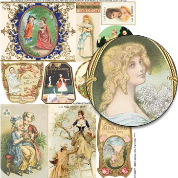 Romantic Perfume Labels Collage Sheet