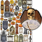 Tiny Halloween Haunted House Trims Collage Sheet