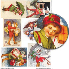 Victorian Umbrella Kids Collage Sheet