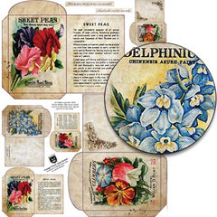 Vintage Flower Seed Packets Collage Sheet