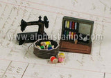 Wooden Sewing Box with Thread