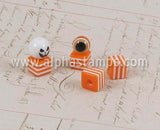 10mm Orange, Black & White Striped Beads