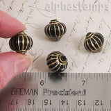 Black with Gold Stripes Lantern Beads