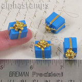Blue Mini Gift Box with Gold Ribbon