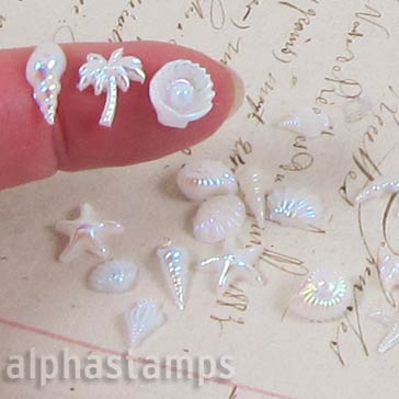 Iridescent Blue & Cream Mini Beach Embellishments