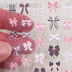 Tiny Pink, White & Chocolate Bow Stickers