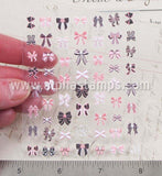 Tiny Pink, White & Chocolate Bow Stickers