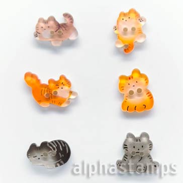 Set of 6 Tabby Cat Buttons