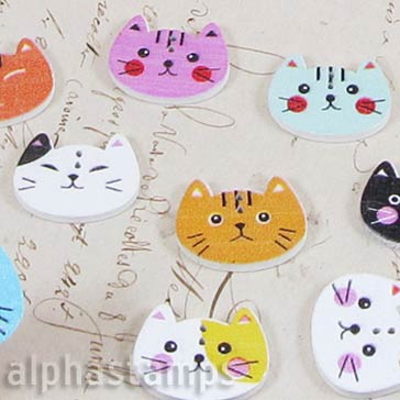 Painted Cat Head Buttons