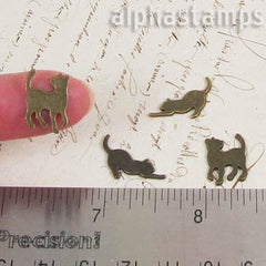 Tiny Metal Cat Silhouettes