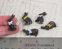 Flatback Resin Chocolate Bunny w Bow