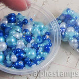 Cobalt & Turquoise Pearl & Rhinestone Flatback Cab Mix