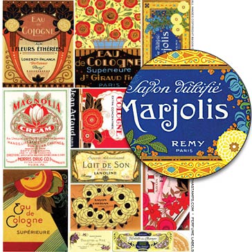 Colorful Perfume Labels Collage Sheet