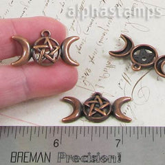 Antique Copper Triple Moon Pendant