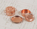 3 Copper Pans & Lids