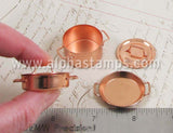 3 Copper Pans & Lids