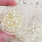 Mixed Size Ivory Flat-Back Pearls