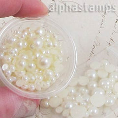 Mixed Size Ivory Flat-Back Pearls