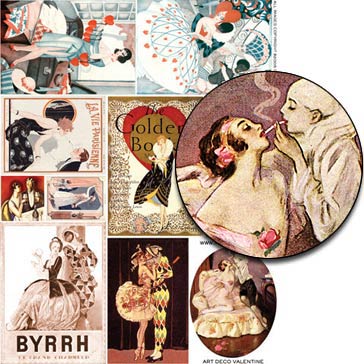 Art Deco Valentine Collage Sheet