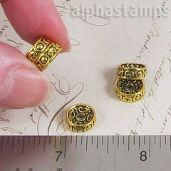 10mm Antique Gold Embossed Donut Spacer Beads