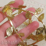 Stitched Leaf Ribbon - Gold