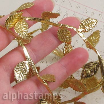 Stitched Leaf Ribbon - Gold