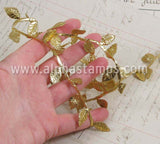 Stitched Leaf Ribbon - Gold